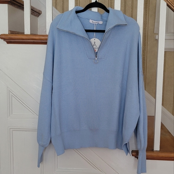 ANRABESS Oversized Quater Zip Pullover Knit Top Size Large - Picture 2 of 7